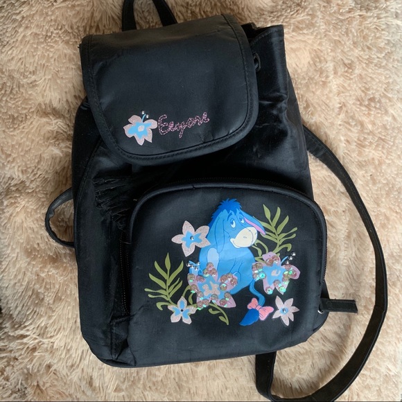 Disney Handbags - Disney Eeyore Small Black Backpack